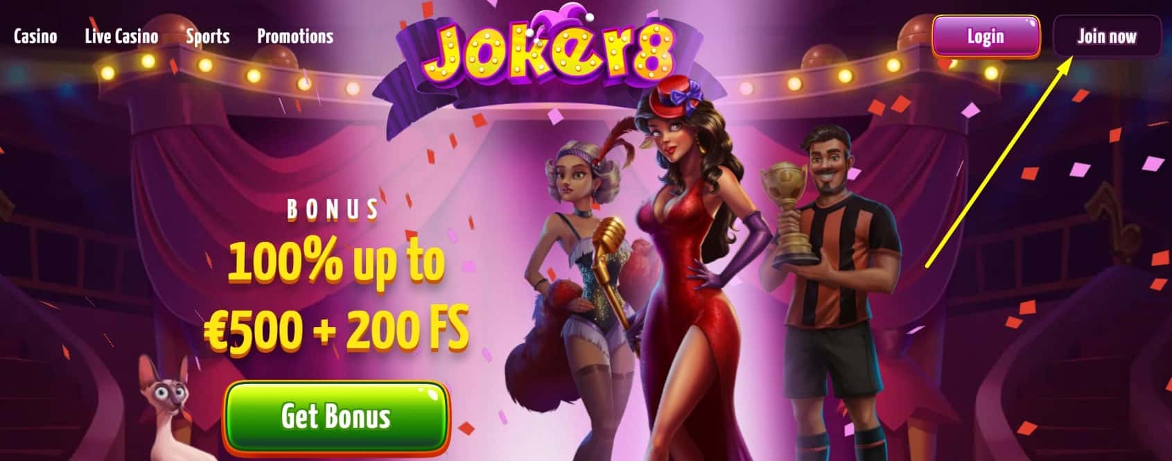 Sign up to Joker8 Casino – Step 1